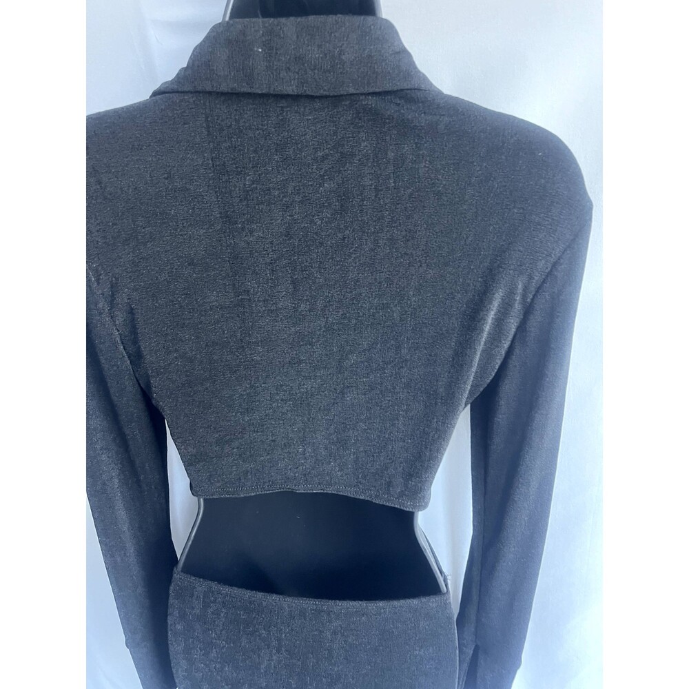 Bobbi Rocco NWT Black Slinky Long Sleeve Midi Dress With Cut Outs LBD Classy L - Picture 8 of 12